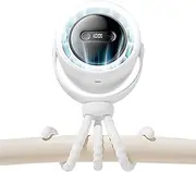 USB Fan - Portable Stroller Fan | Tripod Clip | 100 Speed Stroller Fan | Rechargeable Ventilador with Night Light for Beach Camping Travel