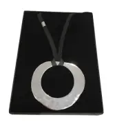 Silver Boho Necklace With Leather Strap from Sassy Collection RRP $39