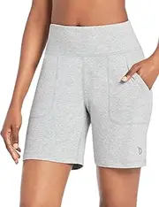 [baleaf] Bermuda Shorts for Women High Waisted Athletic Long Running Shorts with Pockets