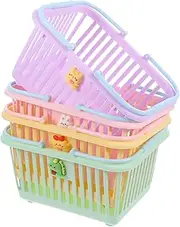 Abaodam 4Pcs Cute Multi Functional Small Baskets with Handle for Storage Adorable Desktop Organizer Bins Present for Nursery and Playroom and Easy to Clean