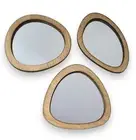 Group of Three Pebble Wooden Mirrors, Choice of Oak, Walnut or Cherry & Hooks
