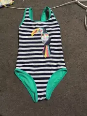 BNWT Girls Blue Striped One Piece Chlorine Resistant Bathers Size 1 RRP $18.00