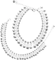 [VALICLUD] 2pcs Vintage Ethnic Anklet and Bracelet with Bells and Tassels Stylish Foot Jewelry for Women for Beach Casual Outfits Versatile Boho Accessory for Unique Looks