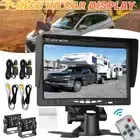 7" Wireless Rear View Monitor +2 Reverse Camera Kit for Caravan Bus Truck 12V