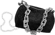 [BESTYASH] Rhinestone Chain Bag Evening Bag Wedding Clutches for Women Bridal Clutch Wedding Bags for Women Evening Clutches for Wedding and Party Evening Handbags Prom Bags Pu Black