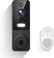 Smart Video Doorbell Camera, AI Human Detection, Live View, 2-Way Audio, Included Chime, Color Night Vision, 2.4G WiFi, Cloud Storage, Wireless Indoor/Outdoor Surveillance Cam (Black)