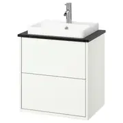 HAVBÄCK / ORRSJÖN wash-stnd w drawers/wash-basin/tap, white/black marble effect, 62x49x71 cm