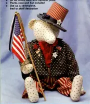 Uncle Sam Bear Jointed Doll Pattern Weighted Soft Sculpture Patriotic Liberty