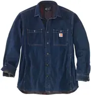 Carhartt Denim Fleece Lined Snap Front Shirt, blue, Size XL for Men