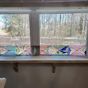 Stained Glass Panels For 56" Transom Widow Overlay Suncatcher
