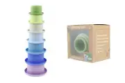 Koala Dream Stacking Cups 7PC Silicone Set - Blue | BPA-Free, Fun Stacking Toy f
