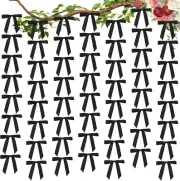 6Strings Black Ribbon Bow Hanging Garland, Hanging Bows Party Decorations Bow De