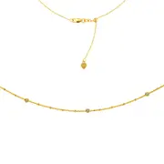 4 Stations Cz Choker 14k Yellow Gold Necklace, 16" Adjustable