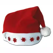 Santa LIGHT-UP RED SNOW-FLAKE Santa Hat - Christmas Holiday Blinking Party Cap