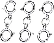 [L0famy] 925 Sterling Silver Double Clasps 3 Pcs, Necklace Extension Clasp Silver Spring Double Clasps Connector | Bracelet Clasp | Clasps for Bracelet Making | Bracelet Clips for Jewellry Bracelet Necklace