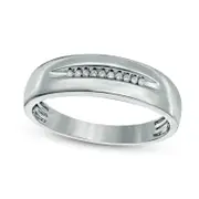Men's 0.05 CT. T.W. Natural Diamond Ten Stone Wedding Band in Solid 10K White Gold