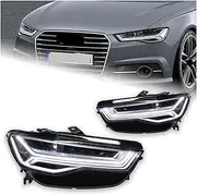Pair Headlight Assembly Compatible Compatible For A6 Headlights 2012-2018 Upgrade A6L All LED Headlight DRL Head Lamp Dynamic Singal High Low Beam Accessories(2012-2015 TypeA)