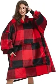 [FIME.] Wearable Blanket Hoodie, Warm Comfortable Oversize Hooded Blanket Cozy Oversize Hooded Blanket Hoodie, One Size, Warm Comfortable Winter Wear Red