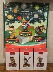 2024 Hallmark Storytellers North Pole Tree Trimmers Band Set of 3-Bonus Bag-READ