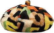 VVABRA Warm Hat Women Fuzzy Fluffy Warm Winter Beanie Cap，Graffiti Print Warm Cotton Beret Hats Winter Hat