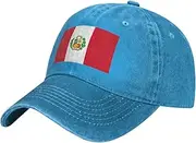 [MDATT] Flag of Peru Baseball Cap Adjustable Twill Bulk with Ponytail Hole Washed Dad Hat for Men Women
