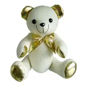 White & Gold Signature Message Teddy Bear & Pen Set