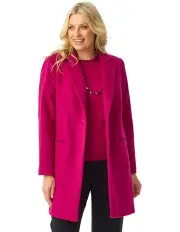 [Fella Hamilton] Zarina Mid Length Revere Coat in Crimson