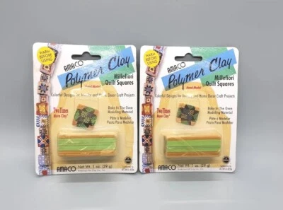 LOT OF 2 Amaco Friendly Clay MILLEFIORI Cane of Quilt Squares Polymer Clay