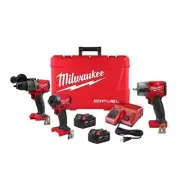 Milwaukee Hammer Drill + Impact Driver Kit 18V Li-Ion Cordless w/ Impact Wrench