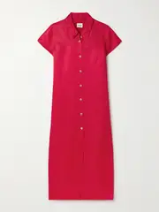 [KHAITE] KHAITE - Effy Silk And Cotton-blend Organza Midi Shirt Dress - Red - x small x small Red