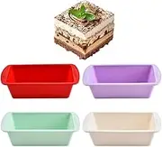 4 Pack Rectangle Baking Tin and Loaf Pans Silicone Non Stick Baking Moulds Pan for Homemade Loaves, Breads, Homemade Cakes Breads,Meatloaf,Cakes, Lasagna - 19.2 x 9.5 x 5.5 CM (Four-Color)