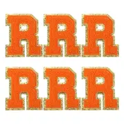 Chenille Letter Patches 2.2" Letter R Embroidered Patch (Orange, Pack of 6)