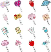 16 Pcs Felt Nurse Badge Reel Retractable Badge Reel Holder Cute Badge Reels Practical ID Badge Holder for Nurses Students Teachers (Multicolour)
