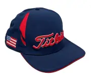 Titleist Pro V1 Fitted Flex USA Flag Bonded Tech Navy Hat Performance Cap NWT