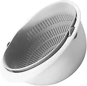 Mikinona Double Draining Basket Rotating Washing Basket Multi Purpose Kitchen Storage Colander Fruits Vegetables Grey