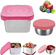 FeBohao 2 Pcs Stainless Steel Snack Container with Lid 6oz Reusable Snack Pack Containers Condiment Container with Lids Kids Snack Box Salad Dressing Container Lunch Box Food Containers