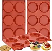 Ocmoiy Silicone Muffin Top Pans/Egg Molds for Baking Non-Stick 3" Round Silicone Mold for Muffins, Eggs, Tarts, Corn Bread, 6 Cavities Whoopie Pie Pan Pack of 3