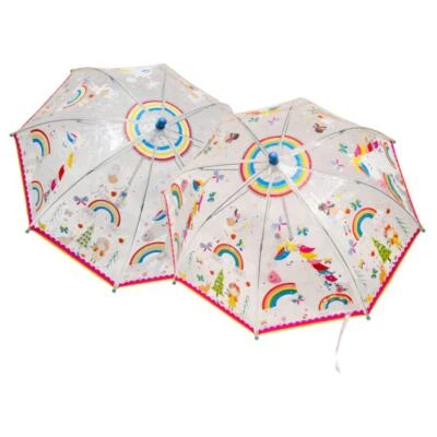 Kids Umbrella Rainbow Brolly Colour Changing Floss & Rock Fun Rain Accessory