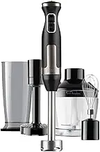 BLACK+DECKER - Hand Blender BXHBA1500E | 1500 Watt | 20 Speeds | Turbo | Stainless Steel | Splash Guard | Includes Purée Attachment, Whisk, Chopper and Measuring Cup