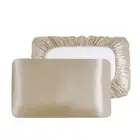 2pcs Solid Color Sleeping Pillowcase Satin Silk Pillow Cover Pillow Protector