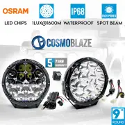 Cosmoblaze 9" Driving Lights LED Pair Round Spot 1LUX 1600M IP68 DT Wiring Harness