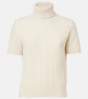 [Loro Piana] Loro Piana Jubilee cable-knit turtleneck top AU 12 white