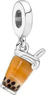 [ZURWTCH] Murano Glass Bubble Tea Dangle Charm Fit Women Bracelet Necklaces Fashion Gifts 925 Sterling Silver DIY Jewelry
