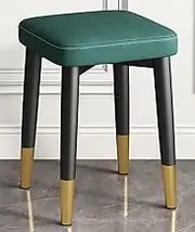 4 Pcs Dining Table Round Stools Stackable Carbon Steel Stool Chairs with Non-Slip Footpads Comfortable Seat for Dinning, Kitchen, Home, Garden, Living Classroom,Green