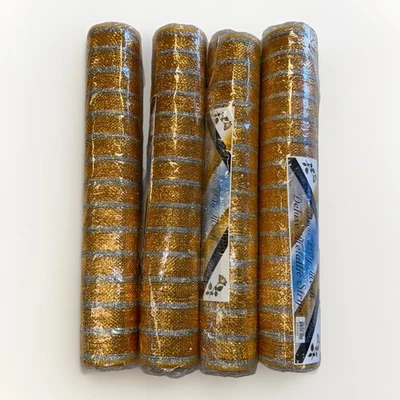 Floral Design Deco Poly Mesh Metallic Stripe Gold Silver Wrapping 4 Rolls