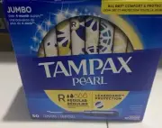Tampax Pearl Tampons Regular Leakguard Braid Unscented 50 Count