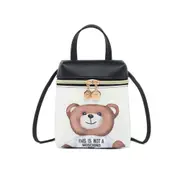 Women Cartoon Messenger Bags PU Leather Mini Female Shoulder Bag(teddy bear )