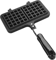 2 Slice Non Stick Waffle Baking Cake Pan Mold, Waffle Maker with Long Handle Kitchen Cake Baking Tool Household Gas Cone Press Plate for Belgian Waffles Snacks Breakfast