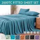 2000TC Luxury Ultra Soft Bed Flat Fitted Sheet Set Single/Double/Queen/King Size