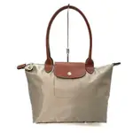 LONGCHAMP 手提包 灰色 棕色 米色 皮革 可摺疊 日本直送 二手  DC46D8F0FCB0097A30C42